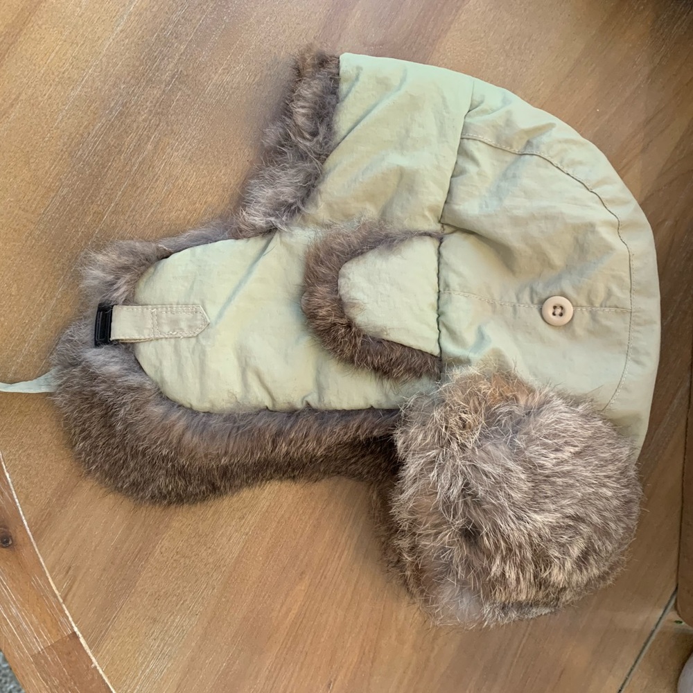 Crowncap Rabit Fur Trapper Hat Light Green